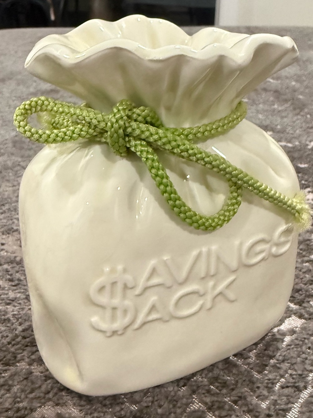 Vintage Shafford Japan Savings Sack Ceramic Coin Bank Money Bag MCM
